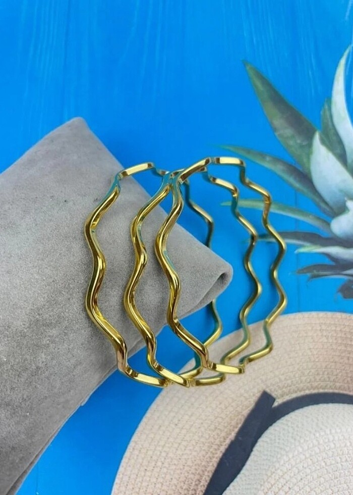 Stainnlees Steel üçlü Çelik Ajda bilezikler  - Görsel 4