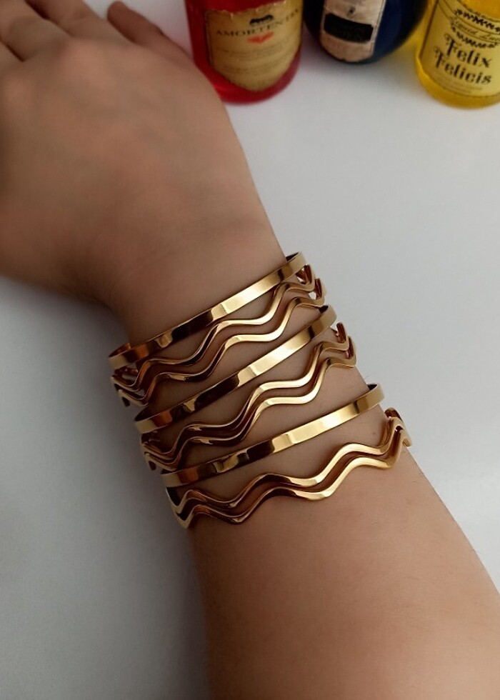 Stainnlees Steel üçlü Çelik Ajda bilezikler  - Görsel 5