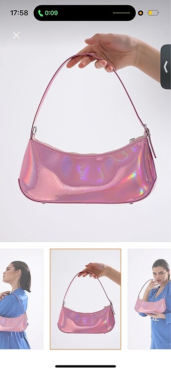 hologramlı pembe baget çanta