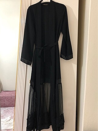 Siyah Tül Detaylı Ferace/Abaya