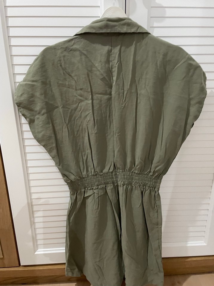 Düğmeli Kısa Kollu Kadın Tulum - Görsel 3