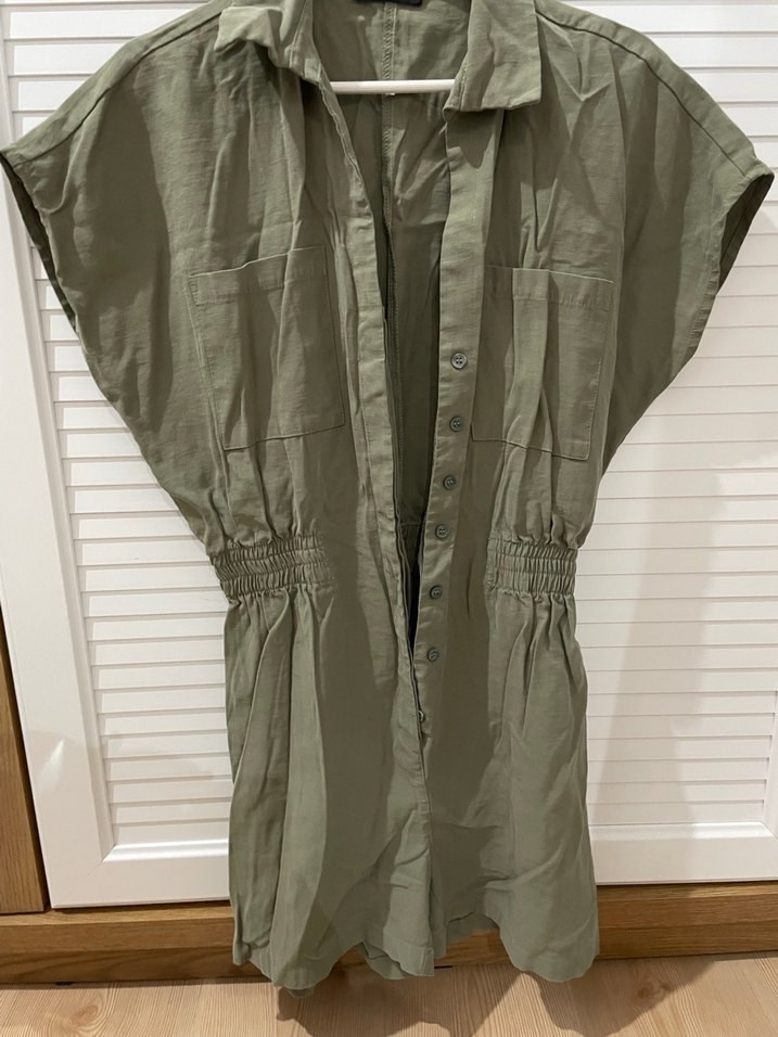 Düğmeli Kısa Kollu Kadın Tulum - Görsel 2