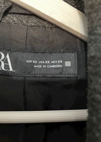 Zara Gri çift düğmeli uzun kaban