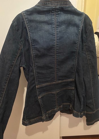 s Beden Düğmeli Kadın Koyu Mavi Denim Ceket