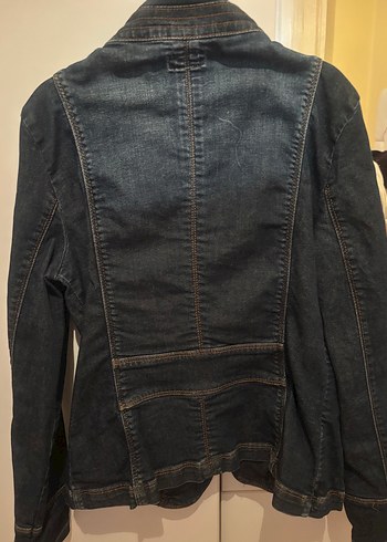 s Beden lacivert Renk Düğmeli Kadın Koyu Mavi Denim Ceket