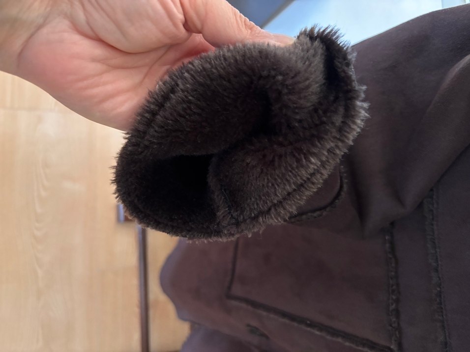 Kahverengi Süet Kadın Kaban Kürklü - Görsel 5