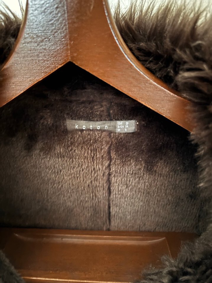 Kahverengi Süet Kadın Kaban Kürklü - Görsel 3