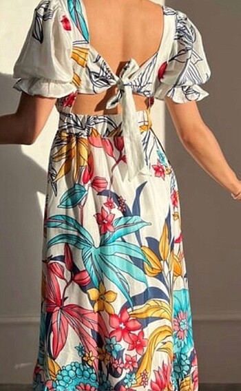 Uzun çiçekli elbise - Görsel 5