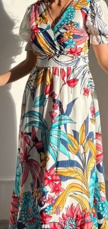 Uzun çiçekli elbise - Görsel 6