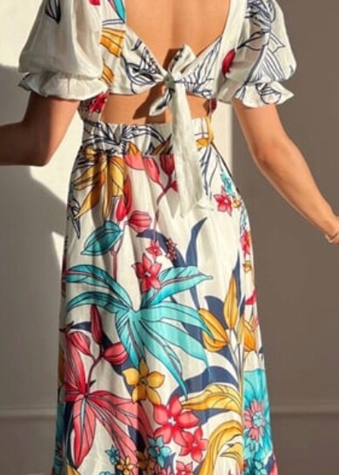 Uzun çiçekli elbise - Görsel 5