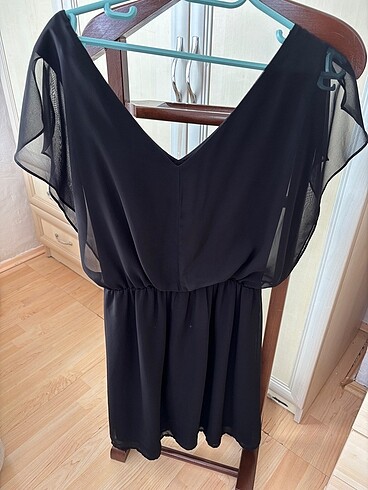 Siyah Şifon Elbise - Görsel 5