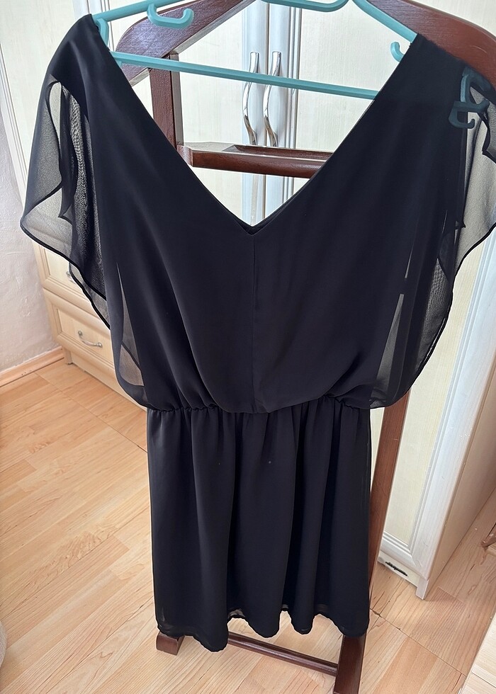 Siyah Şifon Elbise - Görsel 5