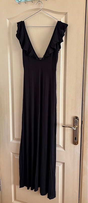 Siyah Volanlı Elbise S beden - Görsel 6