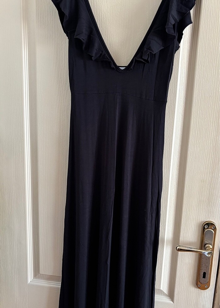 Siyah Volanlı Elbise S beden - Görsel 2