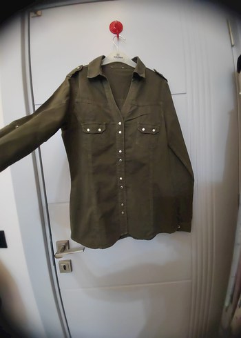 Düğmeli  Keten Gömlek - Görsel 3