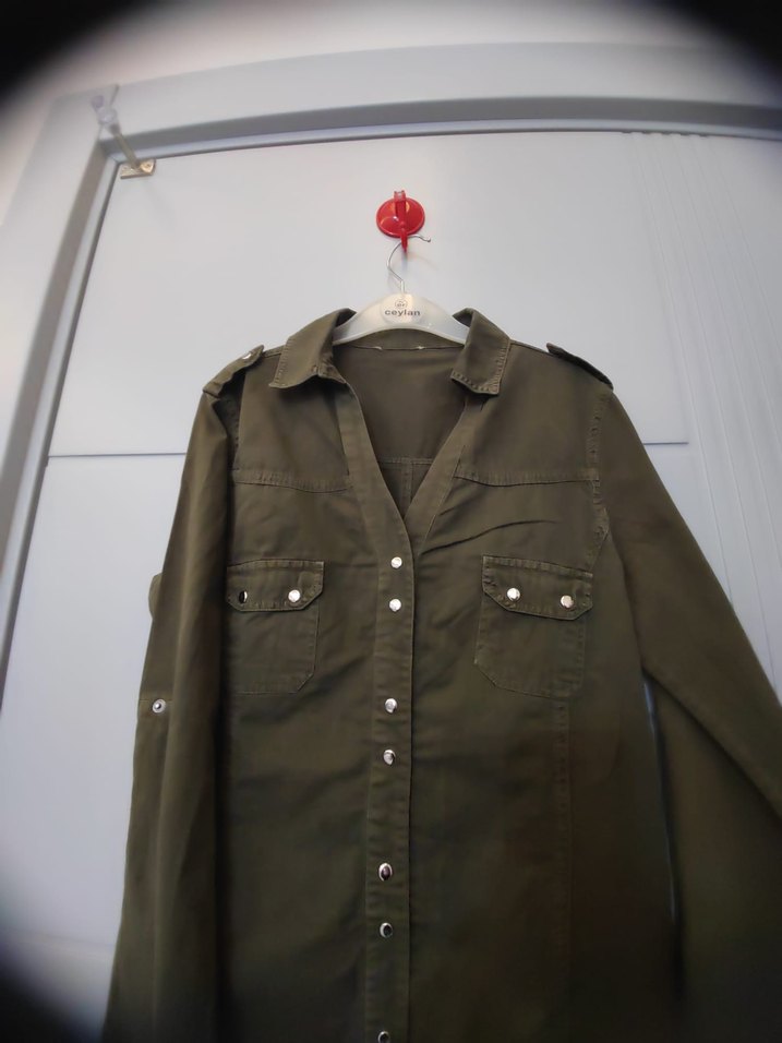 Düğmeli  Keten Gömlek - Görsel 4