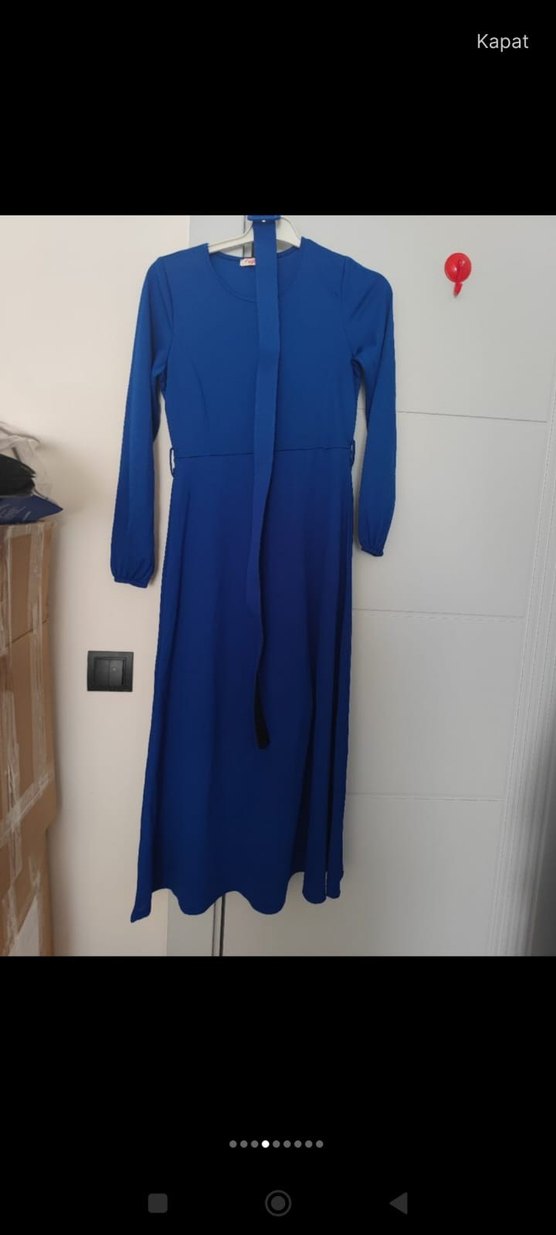 Kemerli Kırmızı Uzun Elbise - Görsel 3