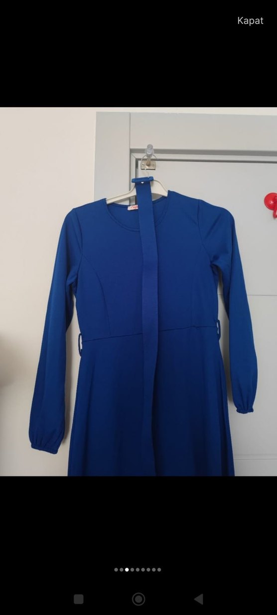 Kemerli Kırmızı Uzun Elbise - Görsel 4