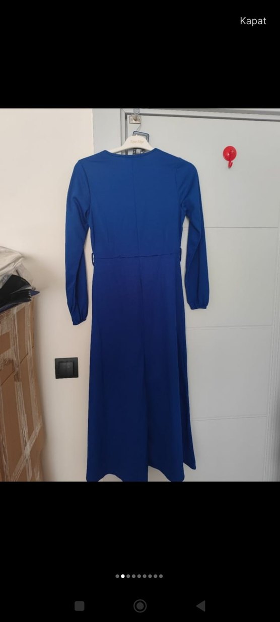 Kemerli Kırmızı Uzun Elbise - Görsel 2