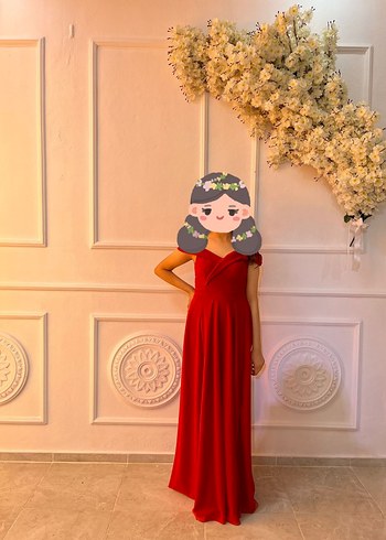 Kırmızı Uzun Kadın Abiye - Görsel 2