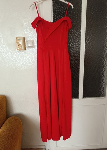 Kırmızı Uzun Kadın Abiye - Görsel 3