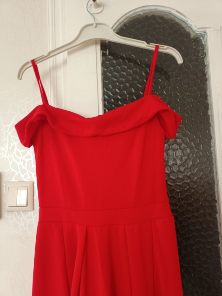 Kırmızı Uzun Kadın Abiye - Görsel 5