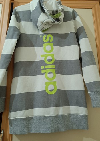 Gri Çizgili Uzun Fermuarlı  hırka - Görsel 4