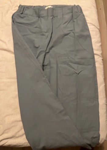 Zara Beblue marka Gri mavi Keten Rahat Kesim Kadın Pantolon
