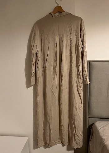 Zara Beblue marka Bej Uzun viskon Kadın Elbise
