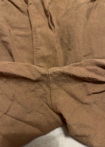 Zara Beblue marka Kadın Kahverengi Keten Midi Pantolon