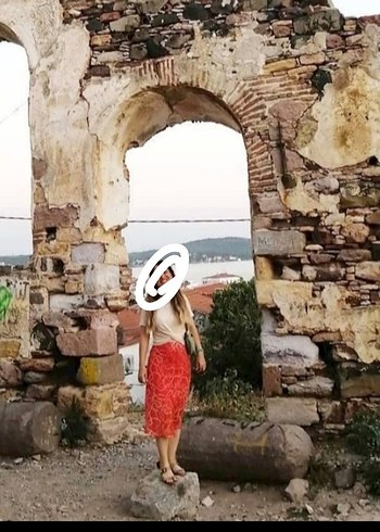 34 Beden kırmızı Renk desenli kiremit rengi midi boy Hanım kız Eteği;)