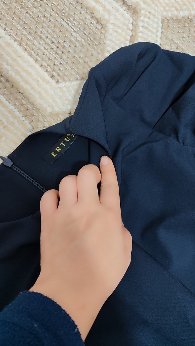 Lacivert Uzun Kollu Denim Mini Elbise - Görsel 3