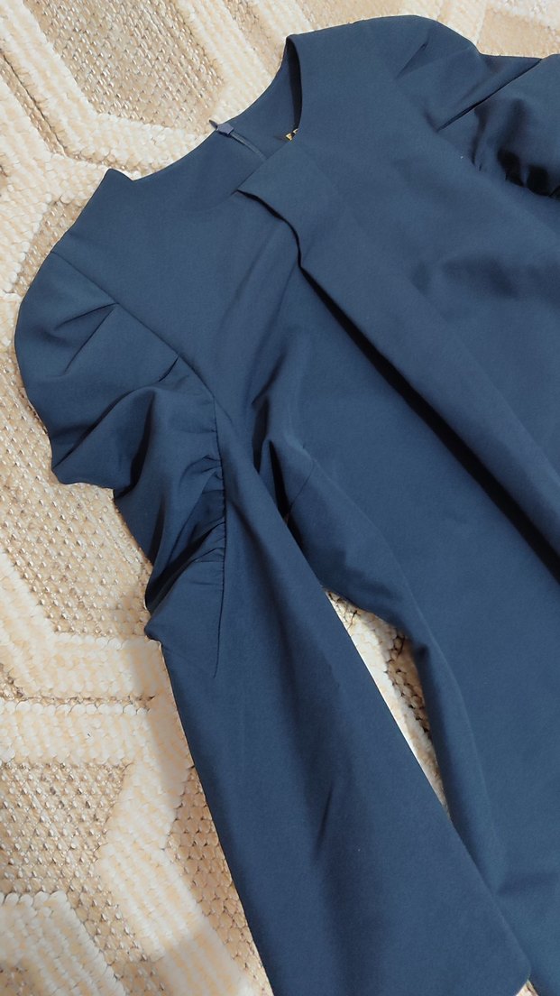 Lacivert Uzun Kollu Denim Mini Elbise - Görsel 4