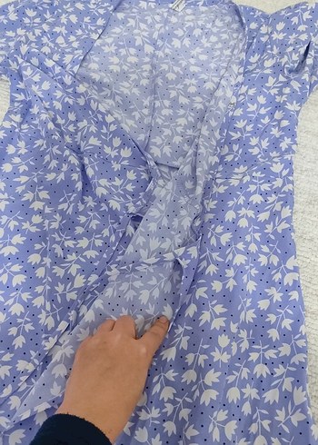 Mor V Yaka Uzun Bohem Elbise - Görsel 2