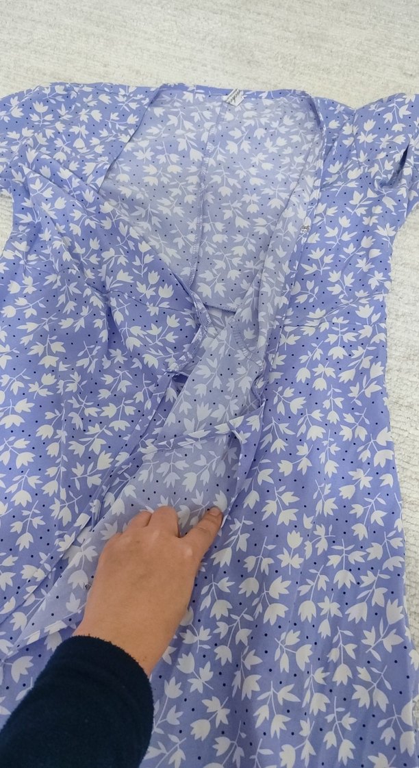 Mor V Yaka Uzun Bohem Elbise - Görsel 2