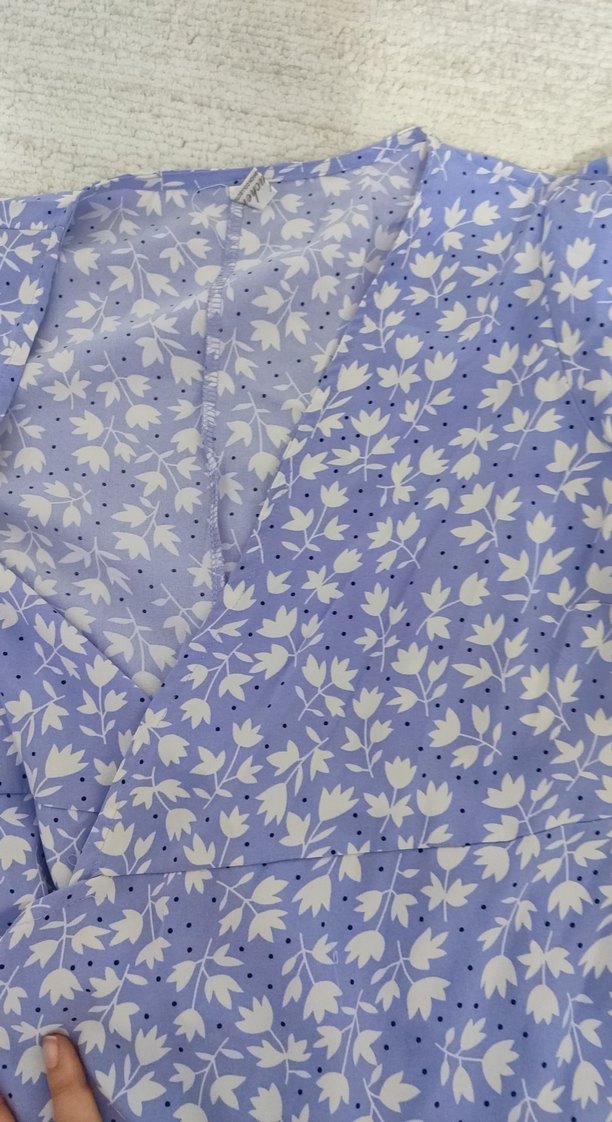 Mor V Yaka Uzun Bohem Elbise - Görsel 3