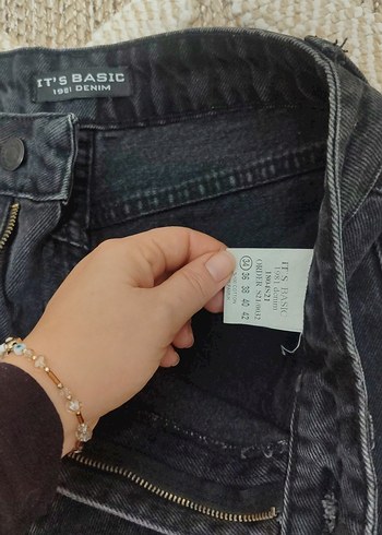 Siyah Yüksek bel düz bol paça - Görsel 3