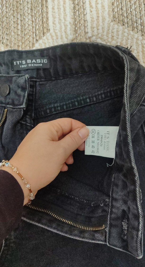 Siyah Yüksek bel düz bol paça - Görsel 3