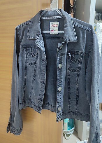 Gri Düğmeli Kadın Denim Ceket - Görsel 3