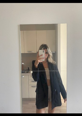 Zara Siyah Kadın Midi Blazer Ceket