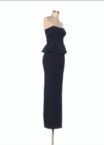 Massimo Dutti Siyah Straplez Uzun Elbise