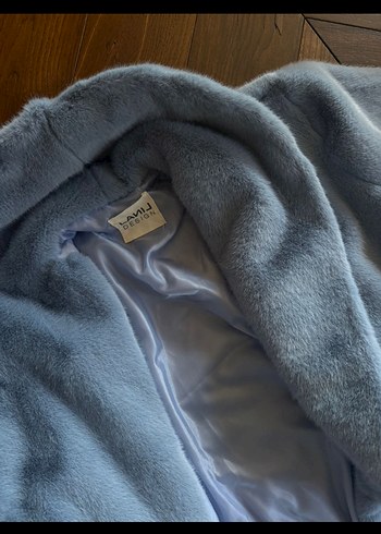 Mavi Uzun Kadın Kaban - Görsel 4