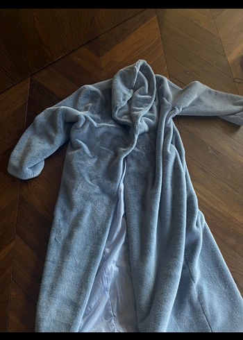 Mavi Uzun Kadın Kaban - Görsel 3