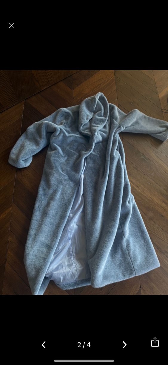 Mavi Uzun Kadın Kaban - Görsel 2