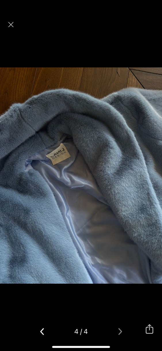 Mavi Uzun Kadın Kaban - Görsel 4