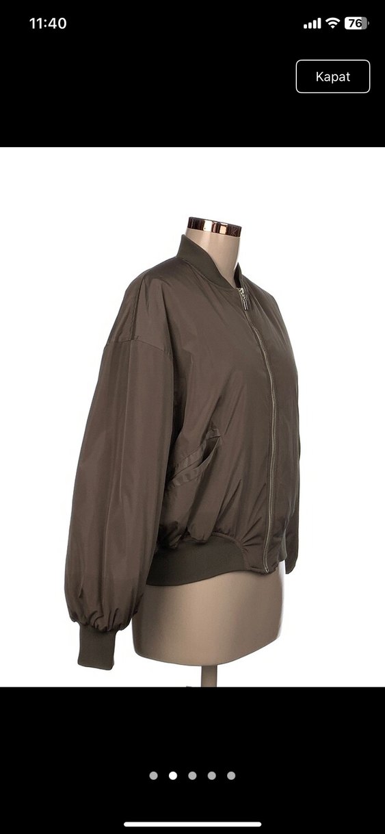 Gri Rahat Kesim Fermuarlı Kadın Ceket - Görsel 2