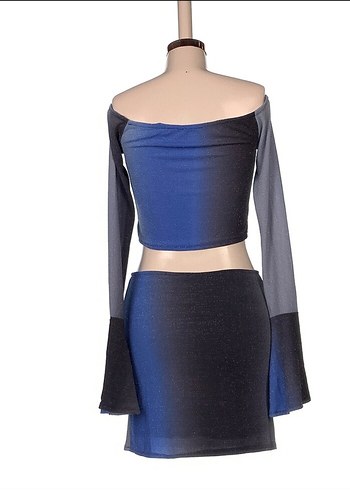 Koyu Mavi Mini Straplez Elbise - Görsel 3