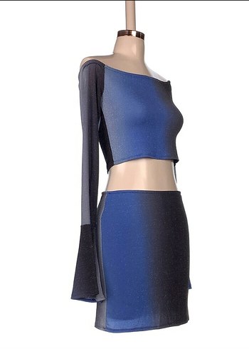 Koyu Mavi Mini Straplez Elbise - Görsel 2