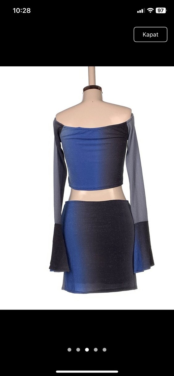 Koyu Mavi Mini Straplez Elbise - Görsel 3