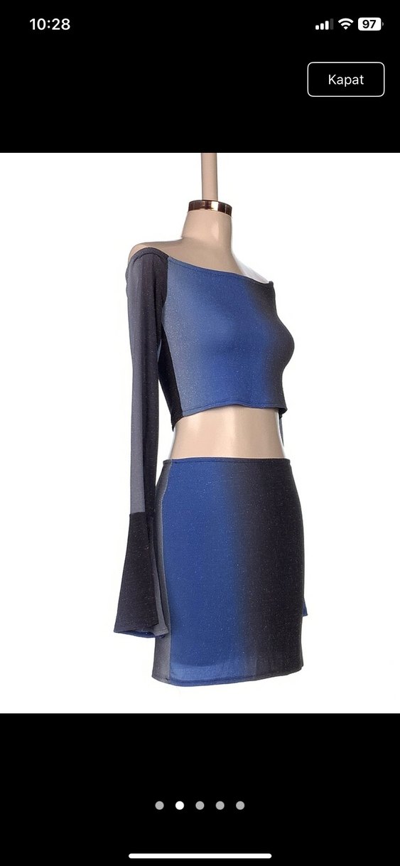 Koyu Mavi Mini Straplez Elbise - Görsel 2